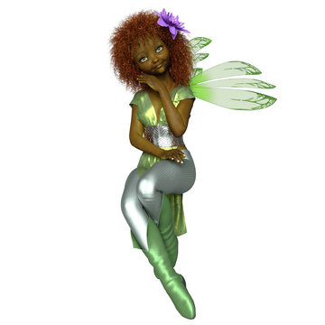 3D rendered cute little pixie isolated on transparent background