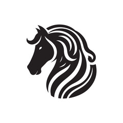 Black Color Horse silhouette design Vector Illustration, Solid White Background 3.eps