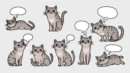 Charming Doodle Cat Sticker Set with Hand-Drawn Style