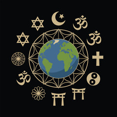World Religion Day Poster with religious symbols
