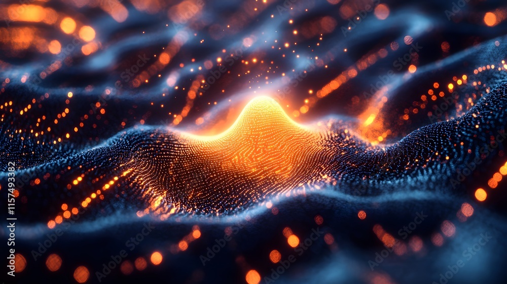Fototapete Visualizing dynamic energy waves abstract digital space 3d render vibrant environment close-up view conceptual art
