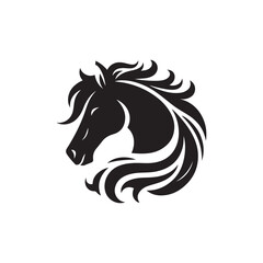 Black Color Horse silhouette design Vector Illustration, Solid White Background 9.eps