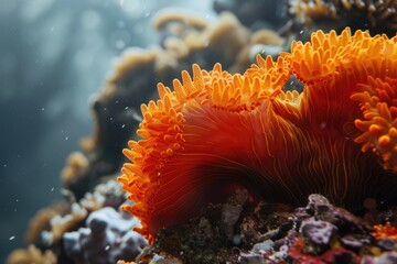 A beautiful orange red coral in Madagascar.