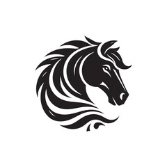 Black Color Horse silhouette design Vector Illustration, Solid White Background 11.eps