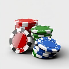 dice casino chips flying realistic tokens for gambling, cash for roulette or poker,