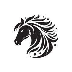 Black Color Horse silhouette design Vector Illustration, Solid White Background 19.eps