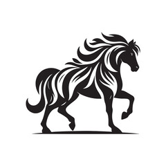 Black Color Horse silhouette design Vector Illustration, Solid White Background 20.eps