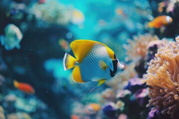 Vibrant coastal fish in coral reef ecosystem.