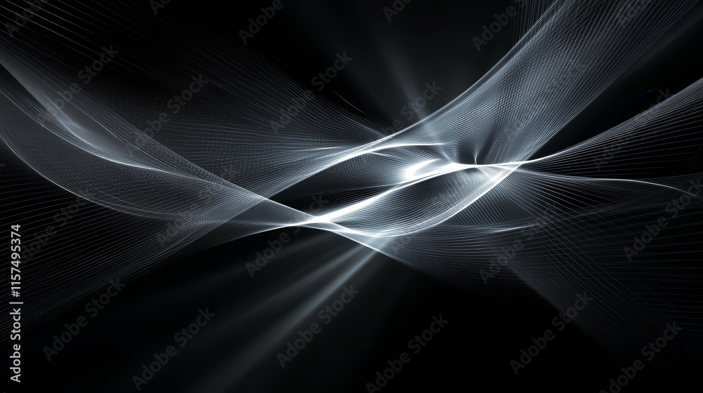 Poster Abstract grayscale flowing lines background