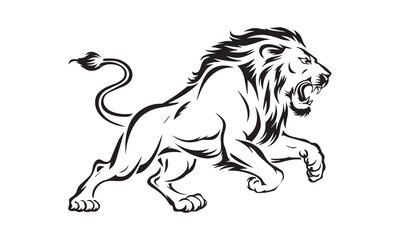 Lion silhouette vector art design mascot icon logo, Royal king lion crown logo vector. Premium luxury brand identity lion animal vector illustration cute cartoon lion isolated on white background.