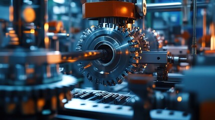 Machinery being fine-tuned by engineers for industrial manufacturing processes.