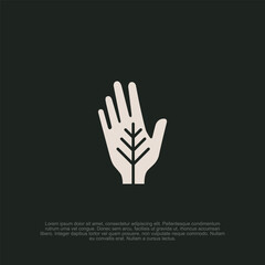 Elegant and symbolic hand with nature leaf logo, representing harmony, growth, and care for a sustainable brand identity