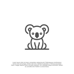 Minimalist and adorable outline koala logo, capturing charm and simplicity for a friendly and memorable brand identity