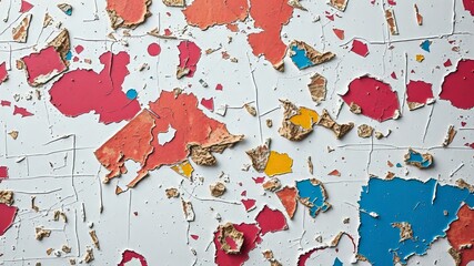 Naklejka premium Painted Iron Texture, Peeling Paint, Bright Colors, Graphic Design, Abstract Art, Metal, Rust, Aged, Textured, 