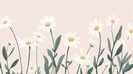 Smiling Chamomile Field:  Pastel Floral Art