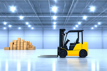 Naklejka premium Warehouse Forklift 3D Render