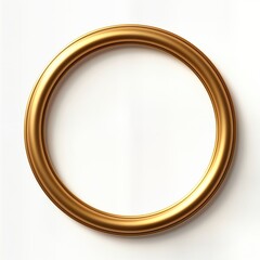 Empty golden round frame on white background. Classic design. Suitable for photo or artwork. Elegant and timeless. Versatile decor. Perfect for interior design. Elegant display solution.