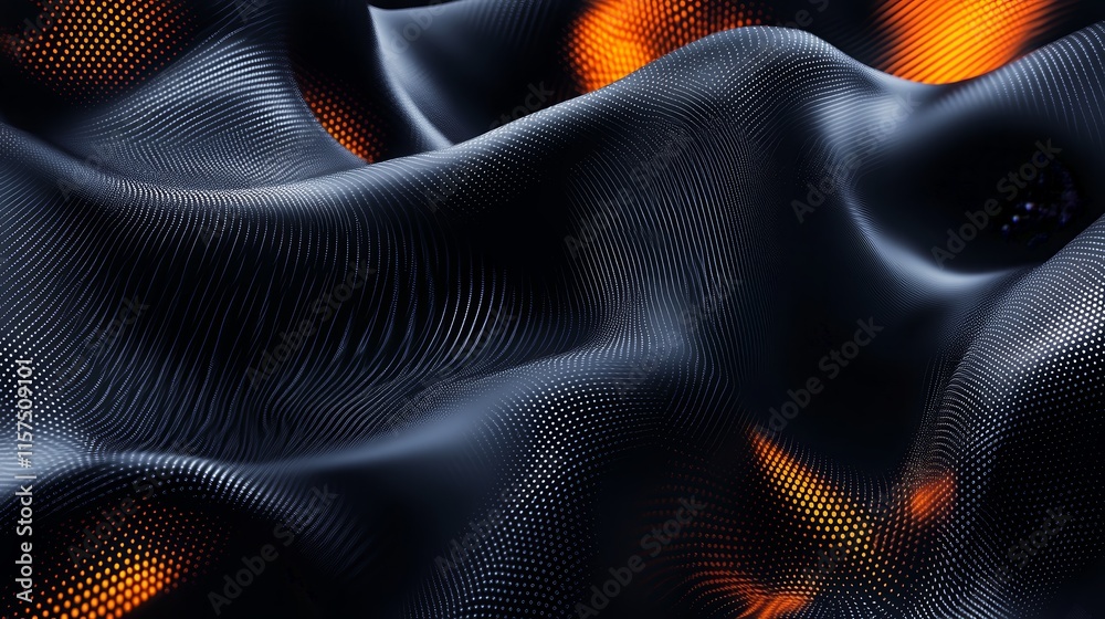 Aufkleber abstract dark fabric texture with orange highlights.