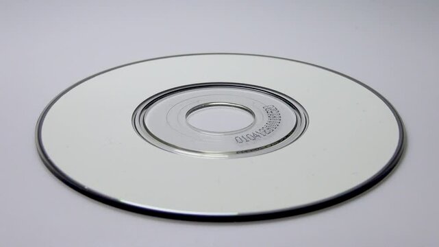 Spinning CD on white background