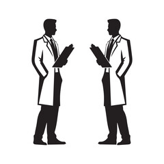 Psychiatrist with a clipboard silhouette vector black color design and solid white background 