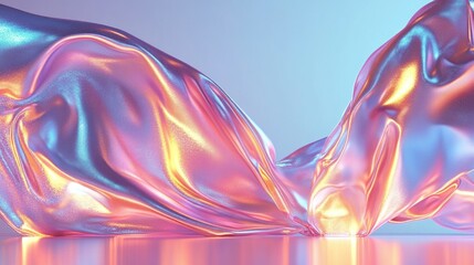 Obraz premium Abstract background with white frame, iridescent and holographic tones, with a white frame.