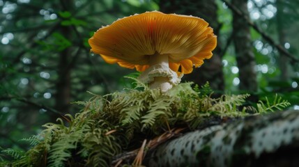 Mushroom presented on a simple background, colorful fungi snapshot. Background quiet, mushroom vivid.