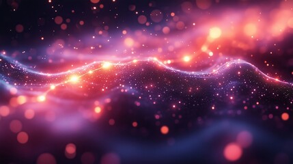 Vibrant Cosmic Waves and Shimmering Lights in Deep Space Scene