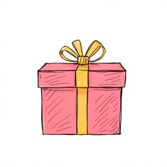 Red gift box with a gold ribbon.