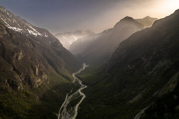 Fototapeta premium Mountains in the clouds. Low clouds in the North Caucasus mountains
