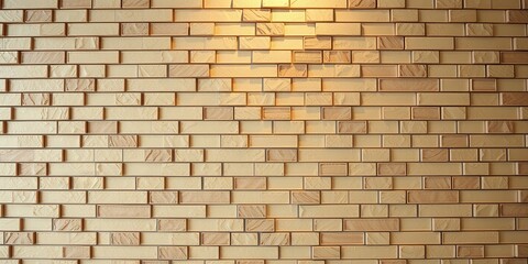 Fototapeta premium Illuminated Beige Brick Wall Texture Subtle Variations in Tone and Texture Create a Warm and Inviting Ambiance