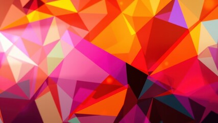 Abstract Colorful Low Polygonal Background Design Featuring Vivid Hues of Red, Orange, and Pink