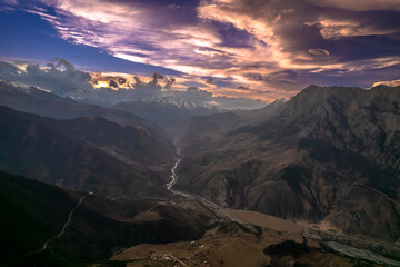 Beautiful view of the sunset in the mountains