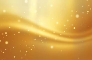 Golden gradient background with shimmering particles creates festive atmosphere. Abstract design evokes Christmas, Valentine themes. Smooth transition of warm gold tones offers sophisticated look.