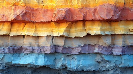 Colorful layered rock formation shows geological strata