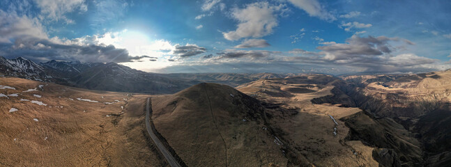 Mountains in the clouds. Low clouds in the North Caucasus mountains