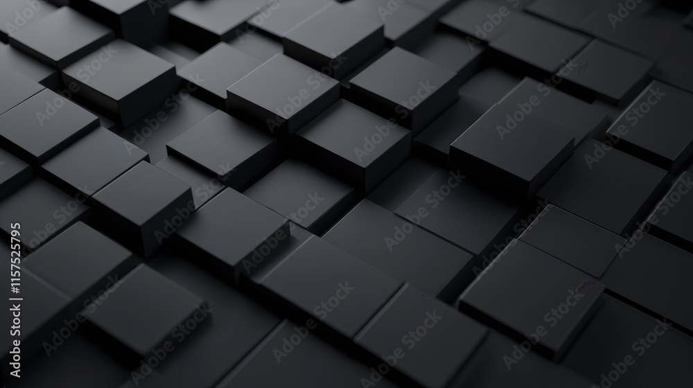 Aufkleber 3D rendering of abstract black cubes.  Great for backgrounds and textures.