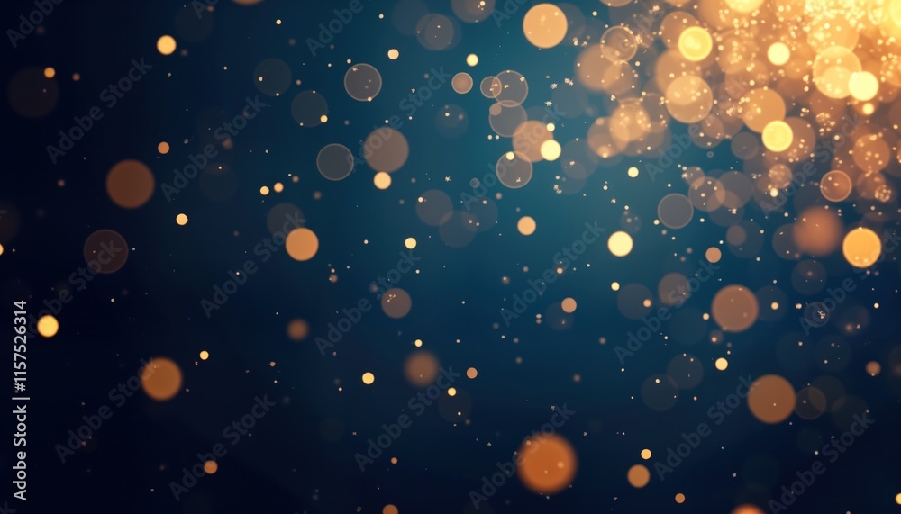 Aufkleber abstract dark blue background with golden bokeh. shining particles create festive holiday concept. e