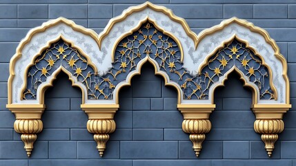 Obraz premium Elegant Triple Archway With Gold Accents And Intricate Detailing