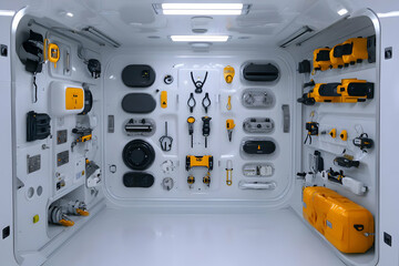 3D Futuristic Tool Storage Room Illustration