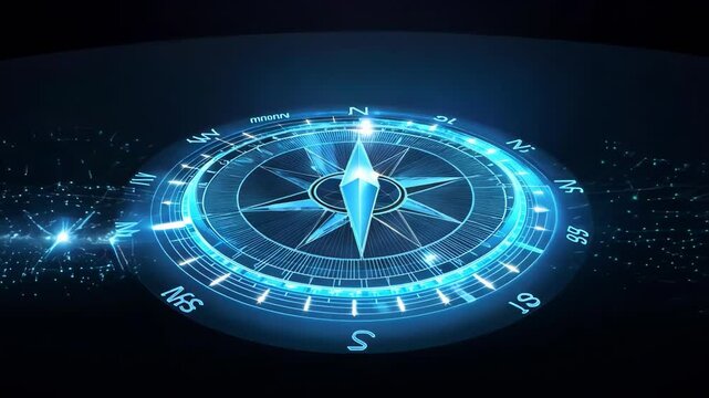 Digital Compass Navigation Concept with Futuristic Technology Design