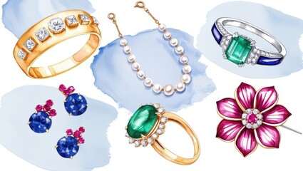 Luxury Jewelry Collection Rings Earrings Bracelet Brooch