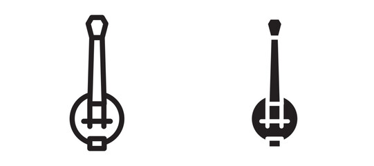 Banjo icons in black line and filled versions