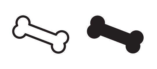 Bone icons in black line and filled versions