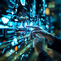 Financial technology, futuristic stock market graph