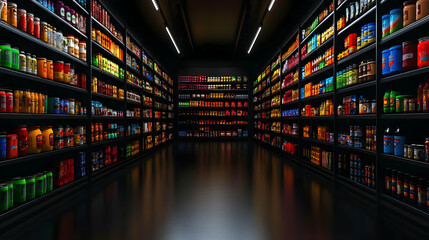 3D Grocery Store Aisles Illustration