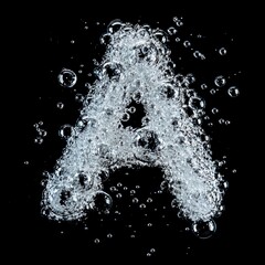 Obraz premium Sparkling Bubble Letter A on Dark Background