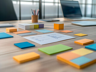 Naklejka premium Colorful Sticky Notes Workspace Illustration