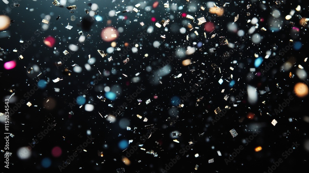Leinwandbilder Bright particles float against a dark background, creating a mesmerizing visual display evoking a sense of wonder and magic