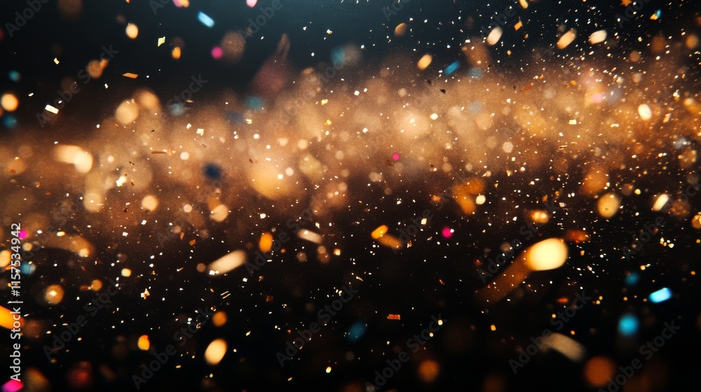 Fototapete colorful glitter particles creating a mesmerizing display in a dark background