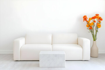 White Sofa Minimalist Room Illustration